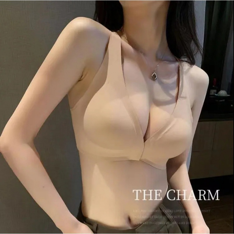 2Pcs-4Pcs Front Button Underwear Women's Gathered Latex Bra Ice Silk Beautiful Back Vest Style Bra Student Adult Bra