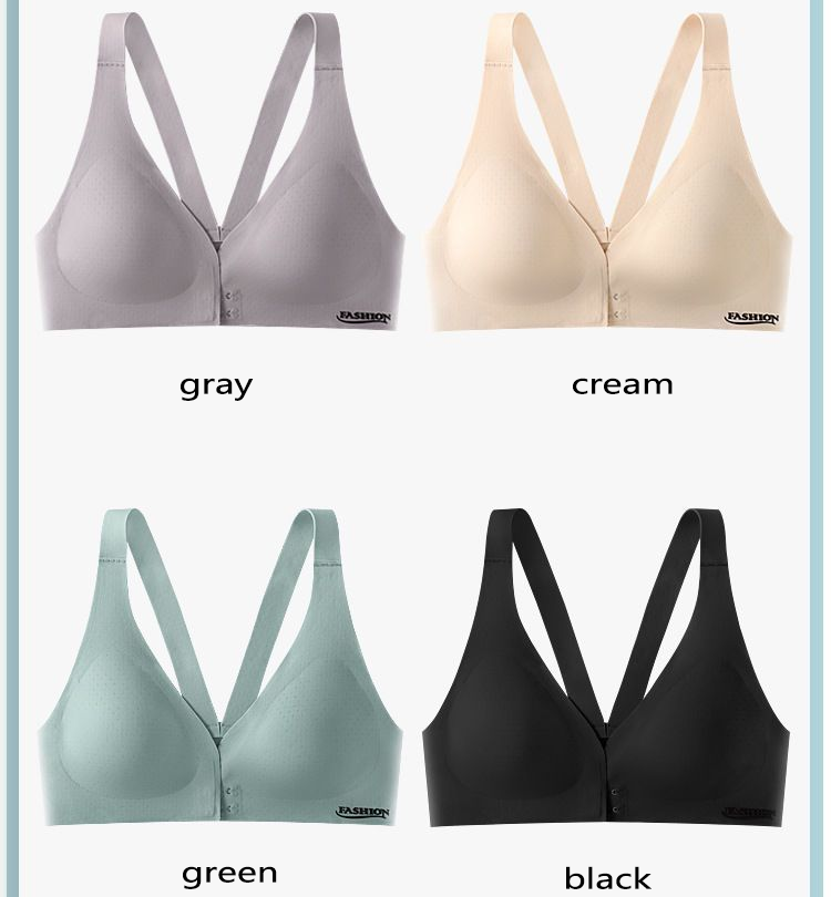 2Pcs-4Pcs Front Button Underwear Women's Gathered Latex Bra Ice Silk Beautiful Back Vest Style Bra Student Adult Bra