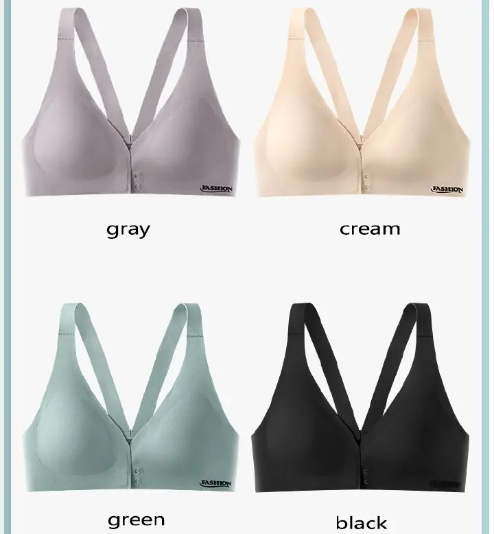 2Pcs-4Pcs Front Button Underwear Women's Gathered Latex Bra Ice Silk Beautiful Back Vest Style Bra Student Adult Bra