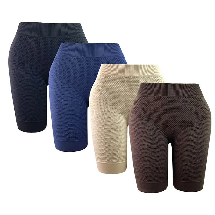 2Pcs New Arrival Seamless Knitted Shaper Pants Ladies Lingerie Large Size Trainer Slimming Pure Color High Waist High Elasticity Hip Lifting Abdominal Body Shaper Trimmer Pants Yoga Pants