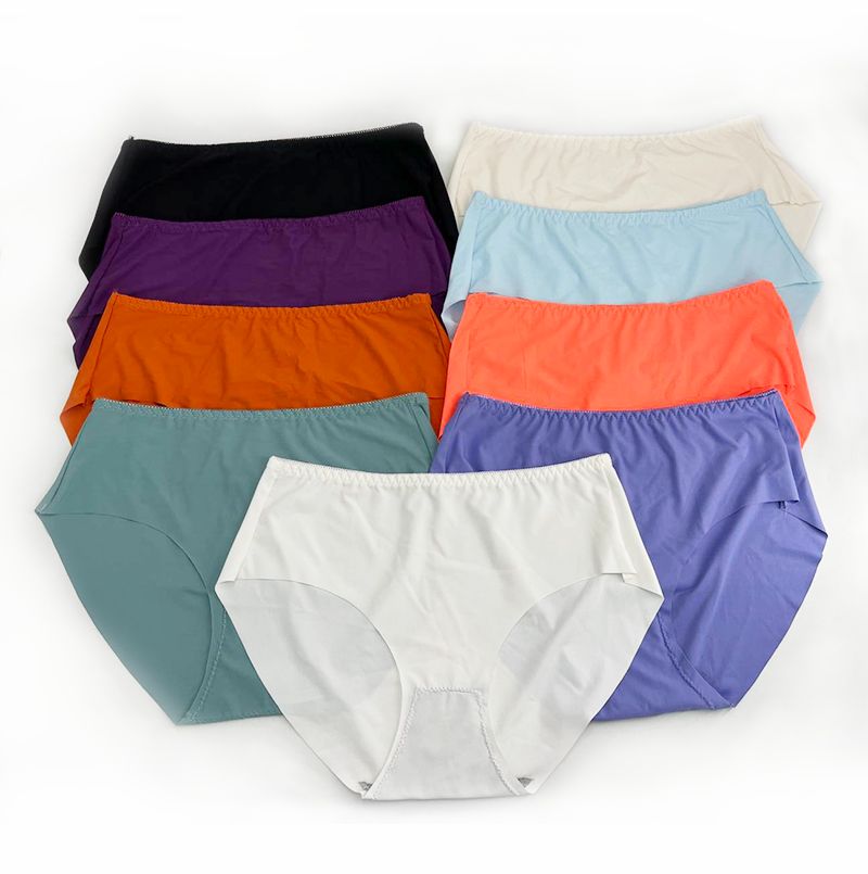 4Pcs Pure Colors High Quality High Elastic Stretch Solid Panties Breathable Women's Underwear Health Anti-Bacterial Lingerie Silk Panty Briefs