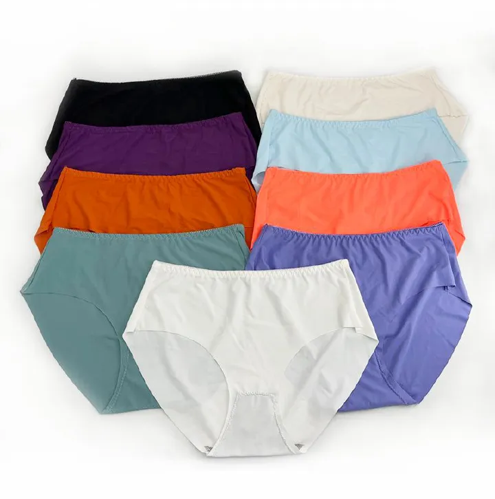 4Pcs Pure Colors High Quality High Elastic Stretch Solid Panties Breathable Women's Underwear Health Anti-Bacterial Lingerie Silk Panty Briefs