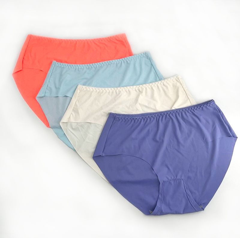 4Pcs Pure Colors High Quality High Elastic Stretch Solid Panties Breathable Women's Underwear Health Anti-Bacterial Lingerie Silk Panty Briefs