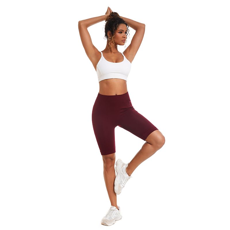 Women's Mobile Phone Pocket Yoga Pants Seamless Knitted Trainer Slimming Tight Ladies Large Size Pure Color High Elasticity Hip Lifting Sports Shorts