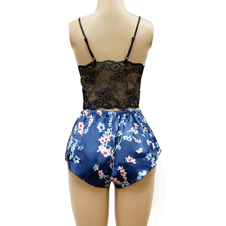 Floral Robe Knicker Lace Top  Three  Pieces Sleepwear Sexy Nightwear Pajamas Sets Loungewear Casual Nightdress Nightgowns Sleeve Long Pajamas Sets