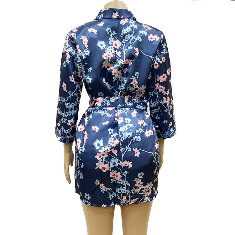 Floral Robe Knicker Lace Top  Three  Pieces Sleepwear Sexy Nightwear Pajamas Sets Loungewear Casual Nightdress Nightgowns Sleeve Long Pajamas Sets