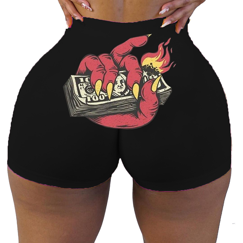 Hot Selling New Funny Letter Shorts Sports Leisure Women's Bottoms Underwear Printed Colorful Tights Yoga Wear Pants Multi-Printing Pattern