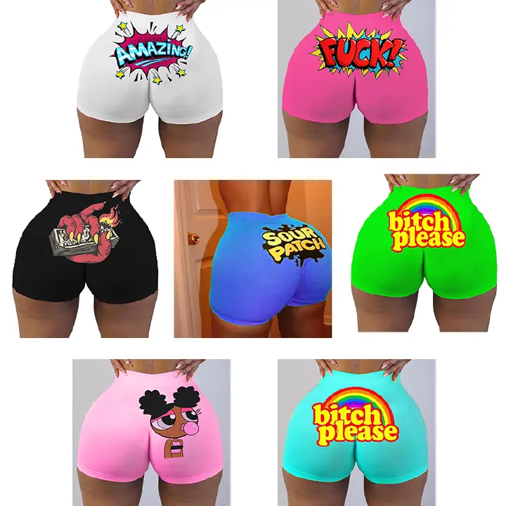 Hot Selling New Funny Letter Shorts Sports Leisure Women's Bottoms Underwear Printed Colorful Tights Yoga Wear Pants Multi-Printing Pattern