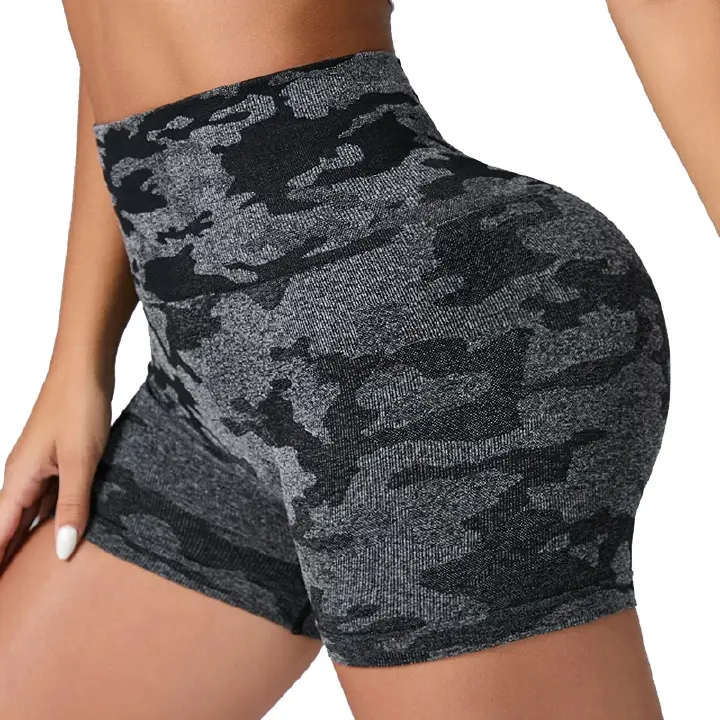 Yoga Basic High Waist Tie Dye Sports Shorts Spandex Shorts Stretchy Wideband Waist Pants Seamless Elastic Buttock Lifting Tights
