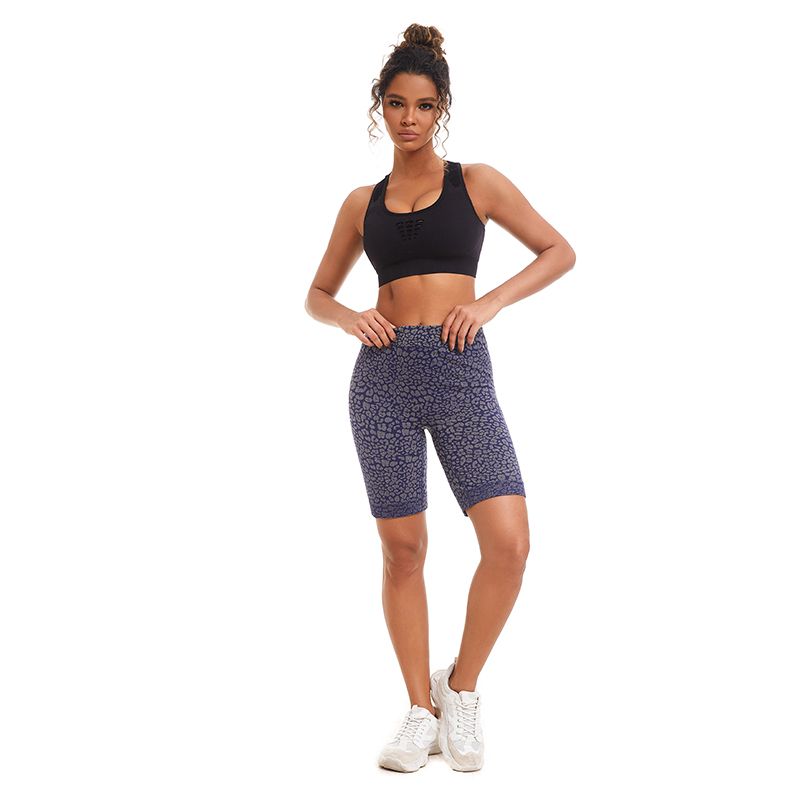 New Arrival Yoga Sport Short Lady Leopard Print Body Shaper Trainer Pants High Elasticity Seamless Knitted Hip Lift Abdominal Sport Shorts Gym Wear
