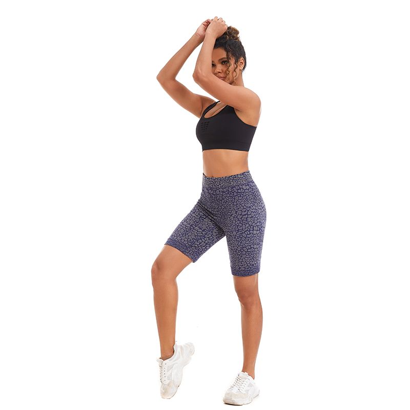 New Arrival Yoga Sport Short Lady Leopard Print Body Shaper Trainer Pants High Elasticity Seamless Knitted Hip Lift Abdominal Sport Shorts Gym Wear