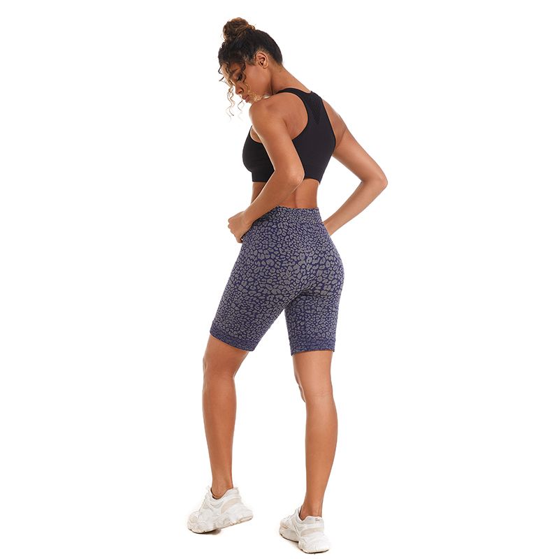 New Arrival Yoga Sport Short Lady Leopard Print Body Shaper Trainer Pants High Elasticity Seamless Knitted Hip Lift Abdominal Sport Shorts Gym Wear