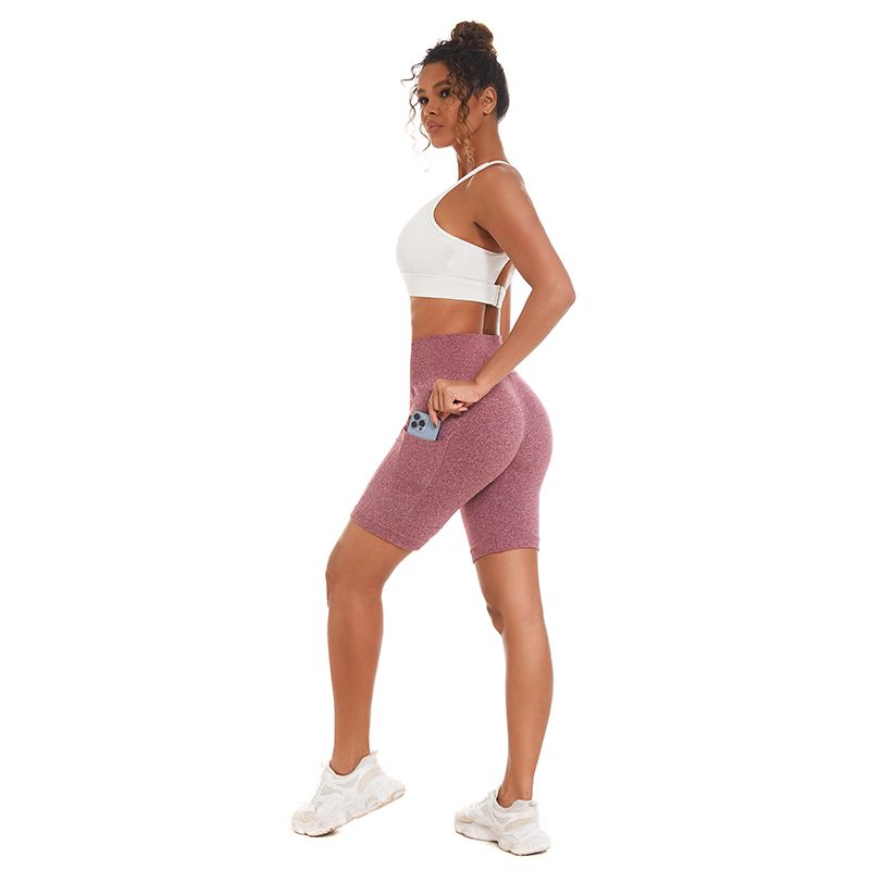 New Arrival Women's Solid Color Mobile Phone Pocket Tights Running Workout Gym Fitness High Waist Trainer Yoga Pants Butt Lifting Sport Seamless Shorts