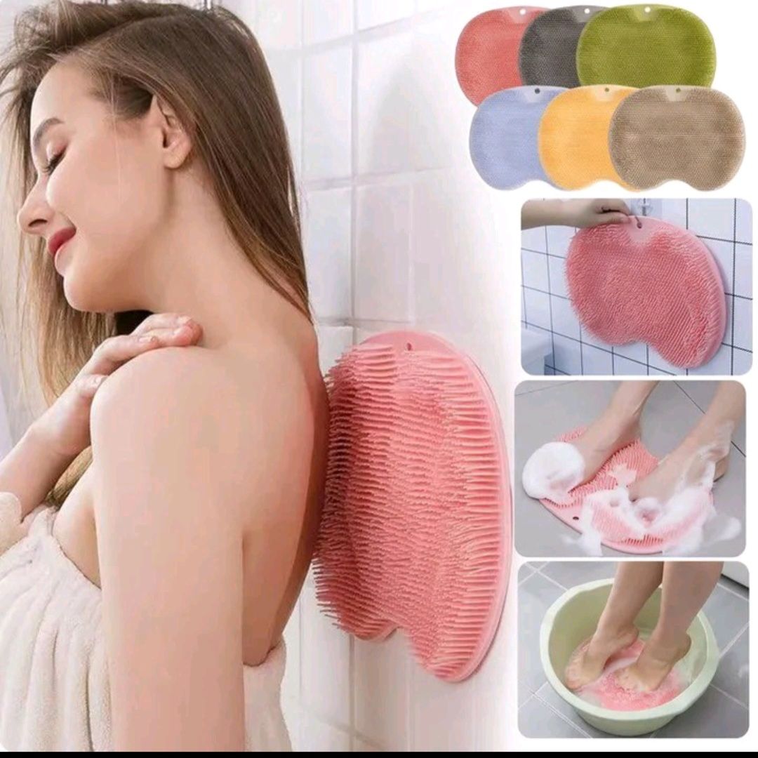 Back Foot Wash Brush with Suckers Massage Pad Foot Back Massage Mat Scrubber Back Bath Brush Anti-Slip Clean Dead Skin Bathroom