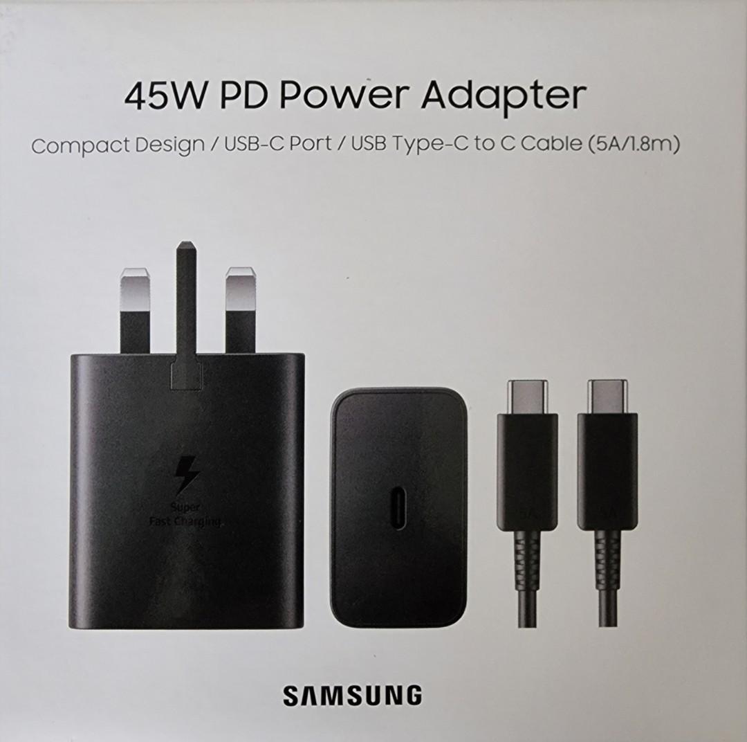 Samsung 45W Adapter + USB C TO C Cable – Black