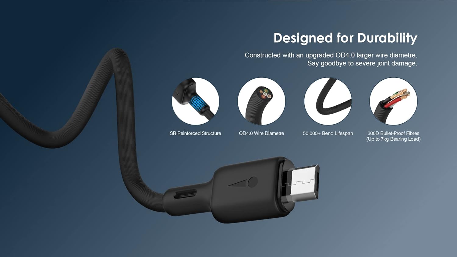 ORAIMO Micro USB Cable 1M OCD-M53 , Black