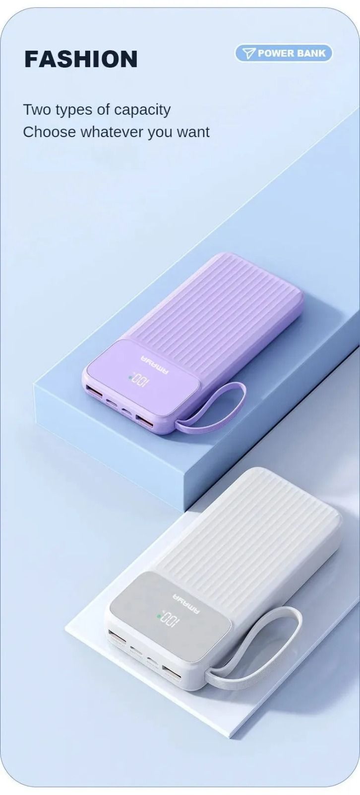Amaya power bank 10000mAh 22.5W super fast charging with 4 cables
