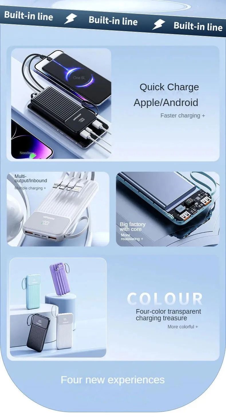 Amaya power bank 10000mAh 22.5W super fast charging with 4 cables