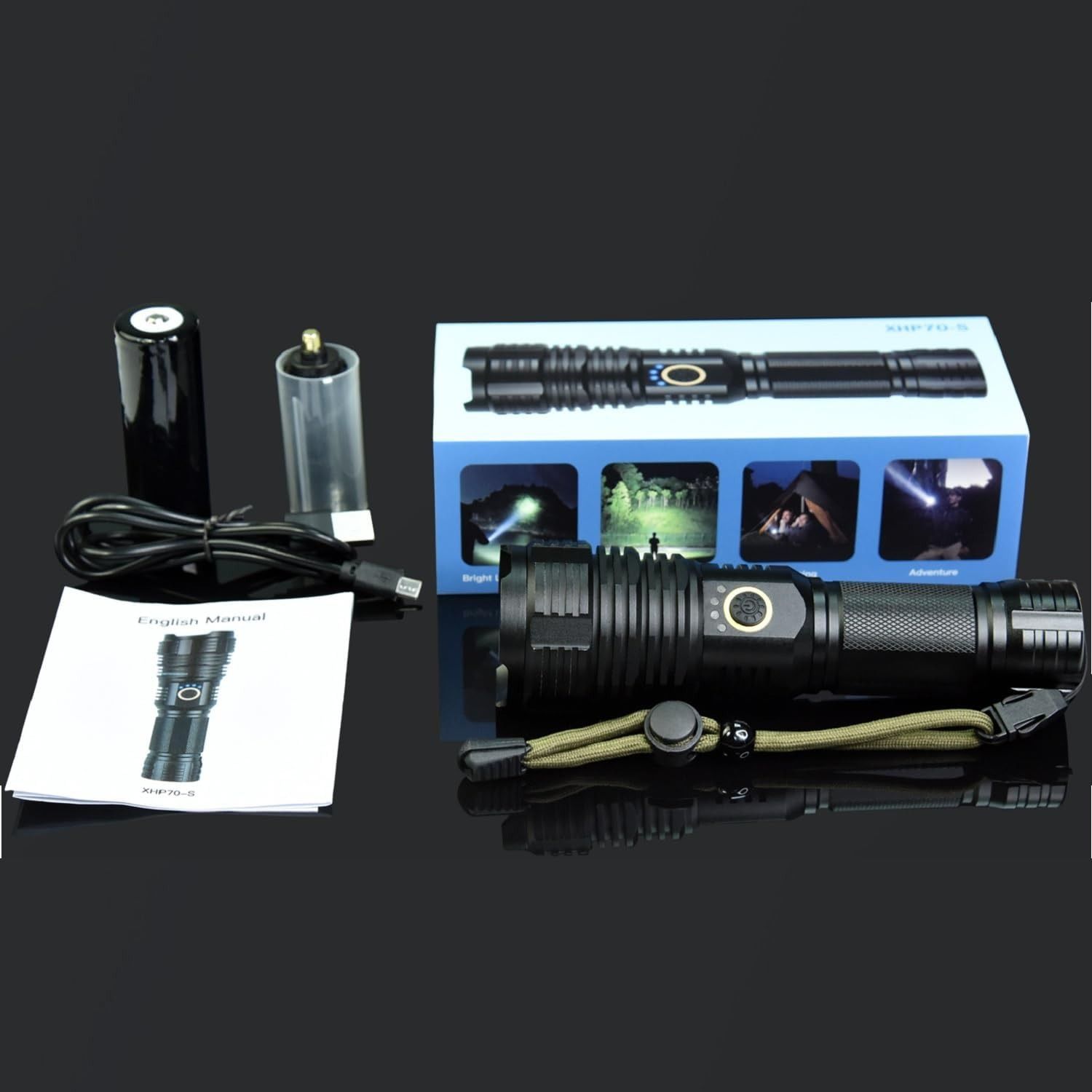 Rechargeable Flashlights High Lumens,LED Flashlight Super Bright, Waterproof Handheld Flashlights Spotlight Floodlight, Powerful Flashlights