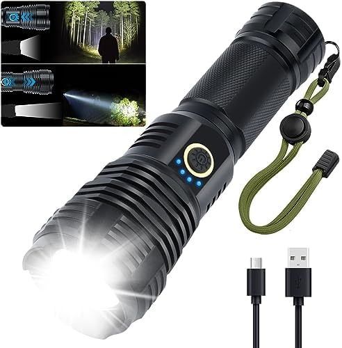 Rechargeable Flashlights High Lumens,LED Flashlight Super Bright, Waterproof Handheld Flashlights Spotlight Floodlight, Powerful Flashlights