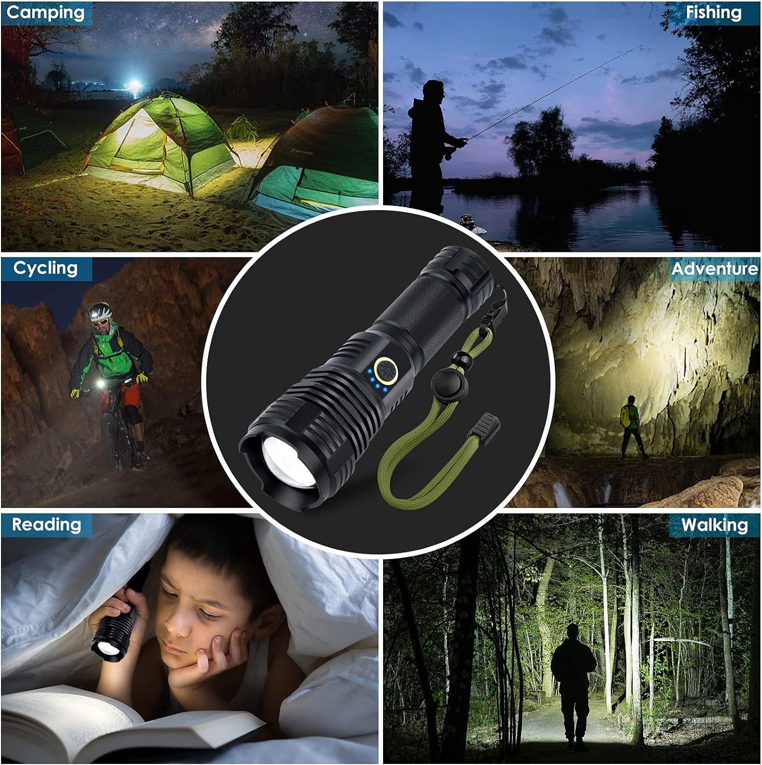 Rechargeable Flashlights High Lumens,LED Flashlight Super Bright, Waterproof Handheld Flashlights Spotlight Floodlight, Powerful Flashlights