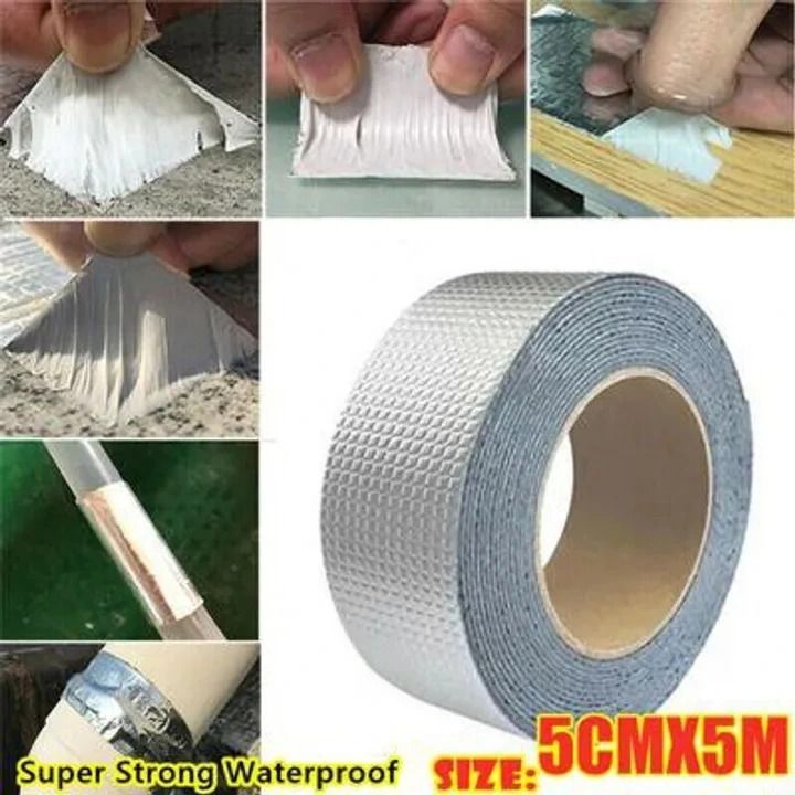 Aluminum Foil Butyl Waterproof Tape Wall Crack Tape Paste For Roof Repair Wall Pipeline Repair - 5 meters * 5cm * 1mm