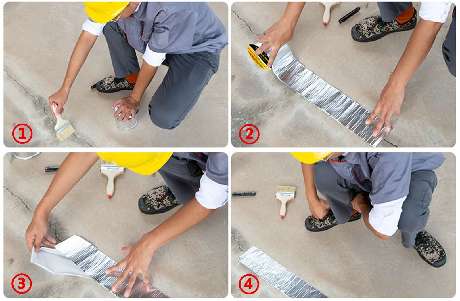 Aluminum Foil Butyl Waterproof Tape Wall Crack Tape Paste For Roof Repair Wall Pipeline Repair - 5 meters * 5cm * 1mm