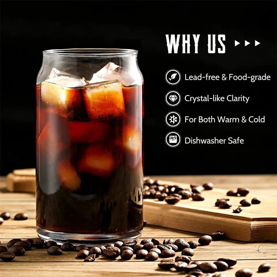 500ml Glass Cup With Lid and Straw Transparent Bubble Tea Cup Juice Glass Beer Can Milk Mocha Cups Breakfast Mug Drinkware 1PC