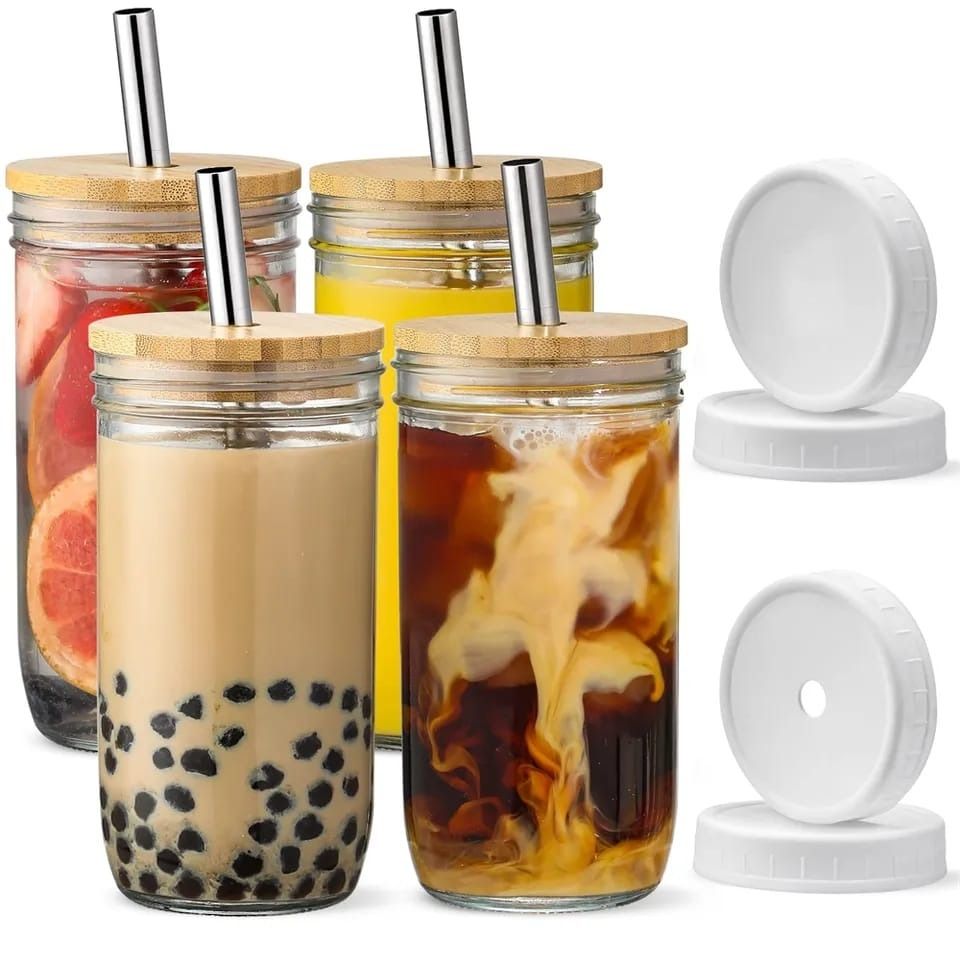 500ml Glass Cup With Lid and Straw Transparent Bubble Tea Cup Juice Glass Beer Can Milk Mocha Cups Breakfast Mug Drinkware 1PC