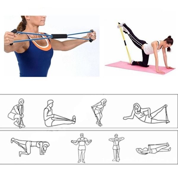 Resistance Bands Elastic Fitness Pulling Rope Chest Expander Yoga Rubber Tension Band for Abdomen Waist Arm Leg Stretching Fitness Training Exercise Bands