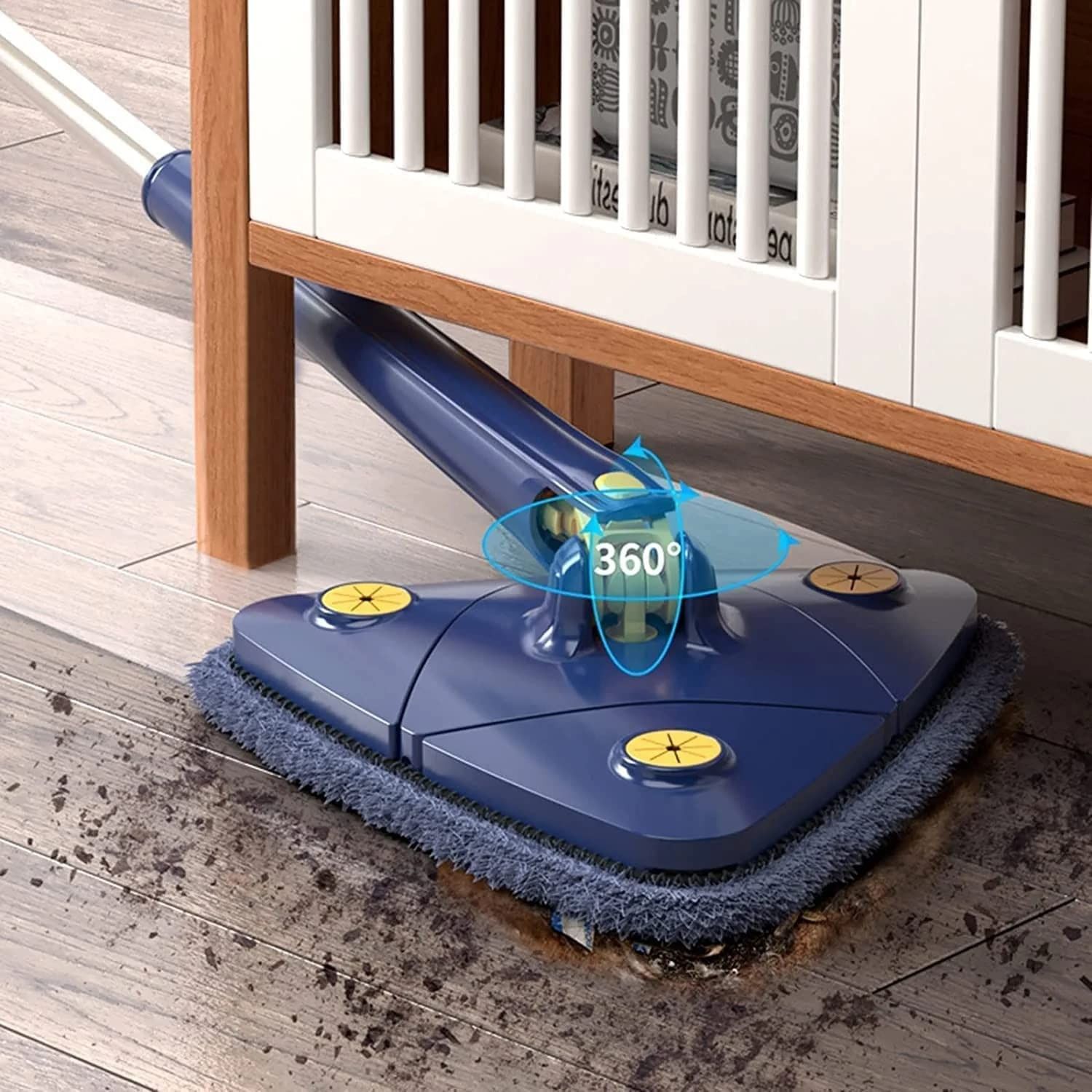 360° Rotatable Adjustable Triangle Cleaning Mop with Stainless Steel Long Handle Cleaning Mop Dry & Wet Mop Floor Windows Ceiling
