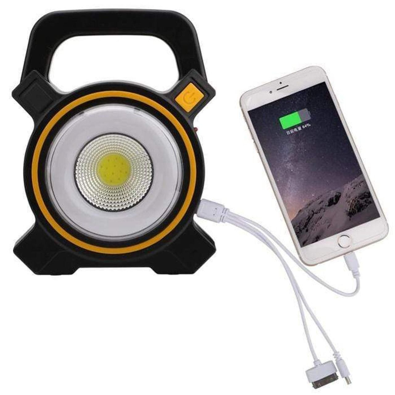 Cob Work 2 In 1 Solar / USB Rechargeable Multifunction Torch with Power Bank