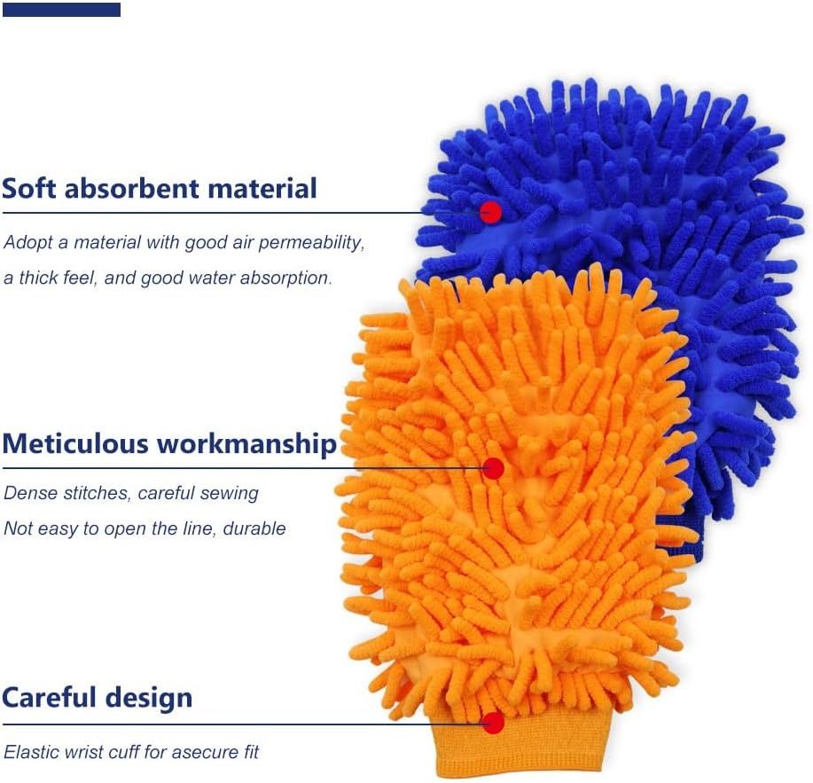 Premium Chenille Microfiber Car Wash Glove, Double Sided Scratch-Free Car Wash Mitt, Soft Car Wash Sponge, Microfiber Wash Mitt for Car Cleaning