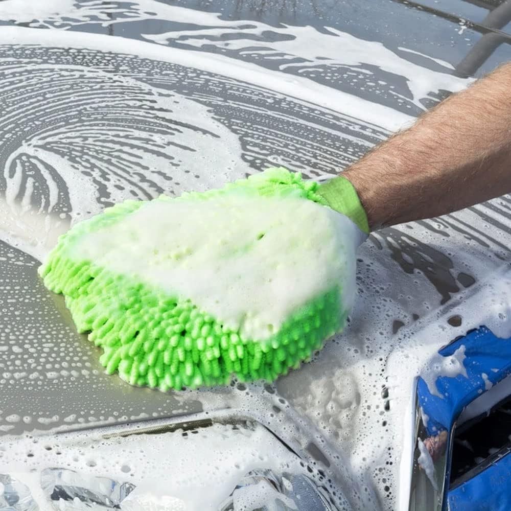 Premium Chenille Microfiber Car Wash Glove, Double Sided Scratch-Free Car Wash Mitt, Soft Car Wash Sponge, Microfiber Wash Mitt for Car Cleaning