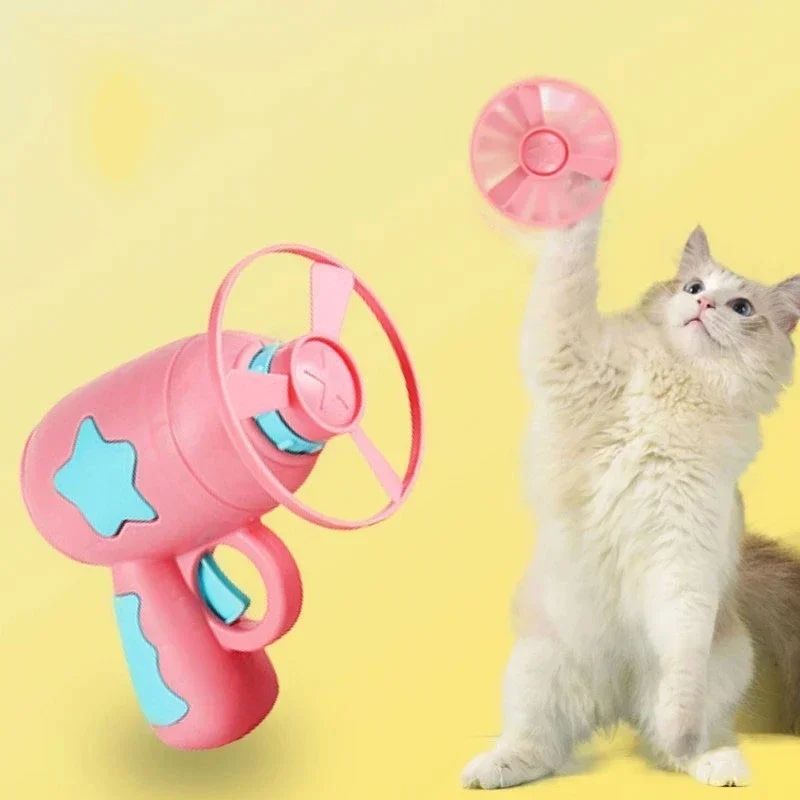 New Funny Cat Toy Interactive Play Pet Training Toy Mini Flying Disc Windmill Catapult Pet Toys Cat Dog Chewing Playing Supplies Toy Sports