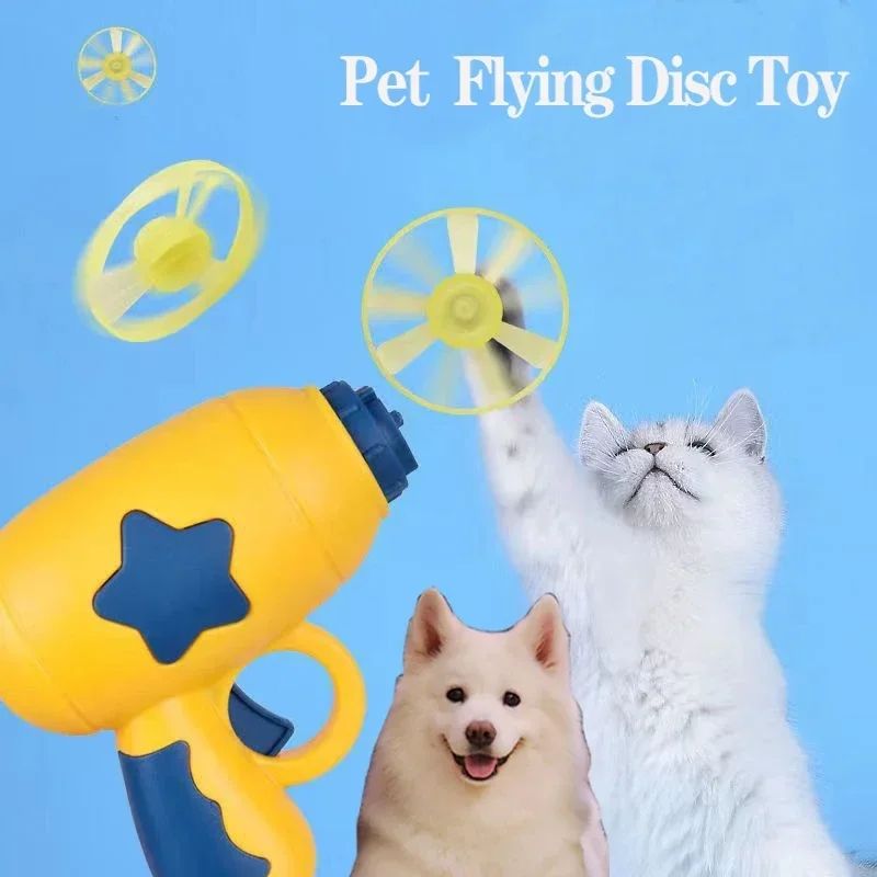 New Funny Cat Toy Interactive Play Pet Training Toy Mini Flying Disc Windmill Catapult Pet Toys Cat Dog Chewing Playing Supplies Toy Sports