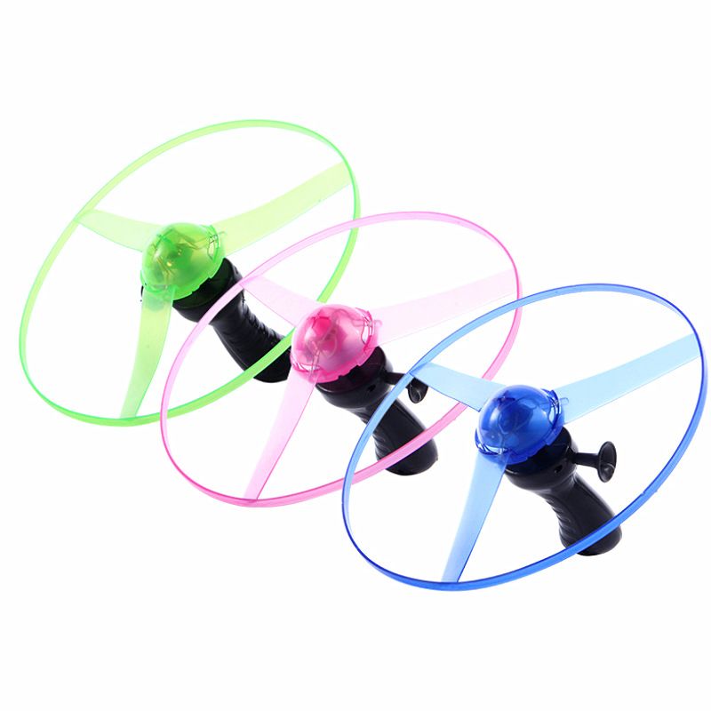 Funny Spinning Flyer Luminous UFO Flying Saucer LED Light Handle Flash Parent-child Interactive Toys for Kids Outdoor Game Toy Sports
