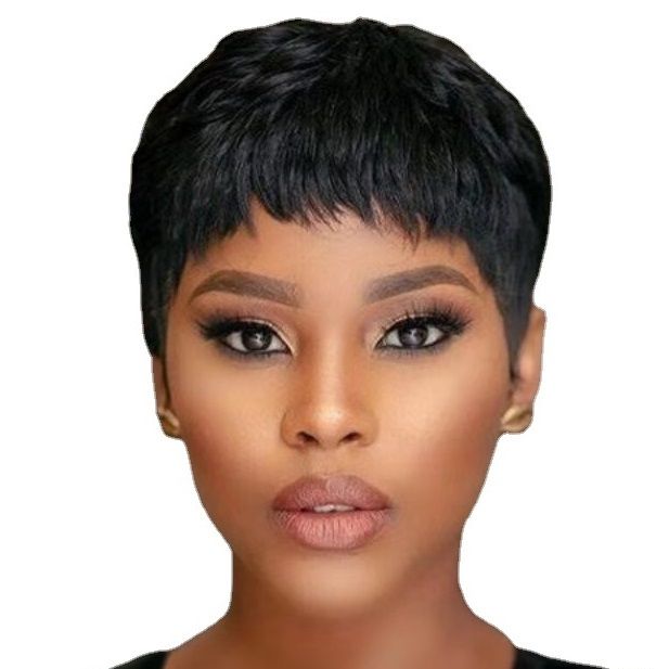 Afro Women Short Kinky Curly Haircuts Wig Synthetic Pixie Wigs for Black African Women Daily Wear Party