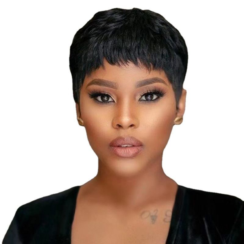 Afro Women Short Kinky Curly Haircuts Wig Synthetic Pixie Wigs for Black African Women Daily Wear Party