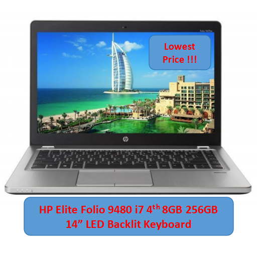 (Free Mouse)Refurbished HP EliteBook Folio 9480 Core i7 8GB RAM 256GB HDD 14 Inch LED Ultrabook Laptop Backlit Keyboard Windows 11