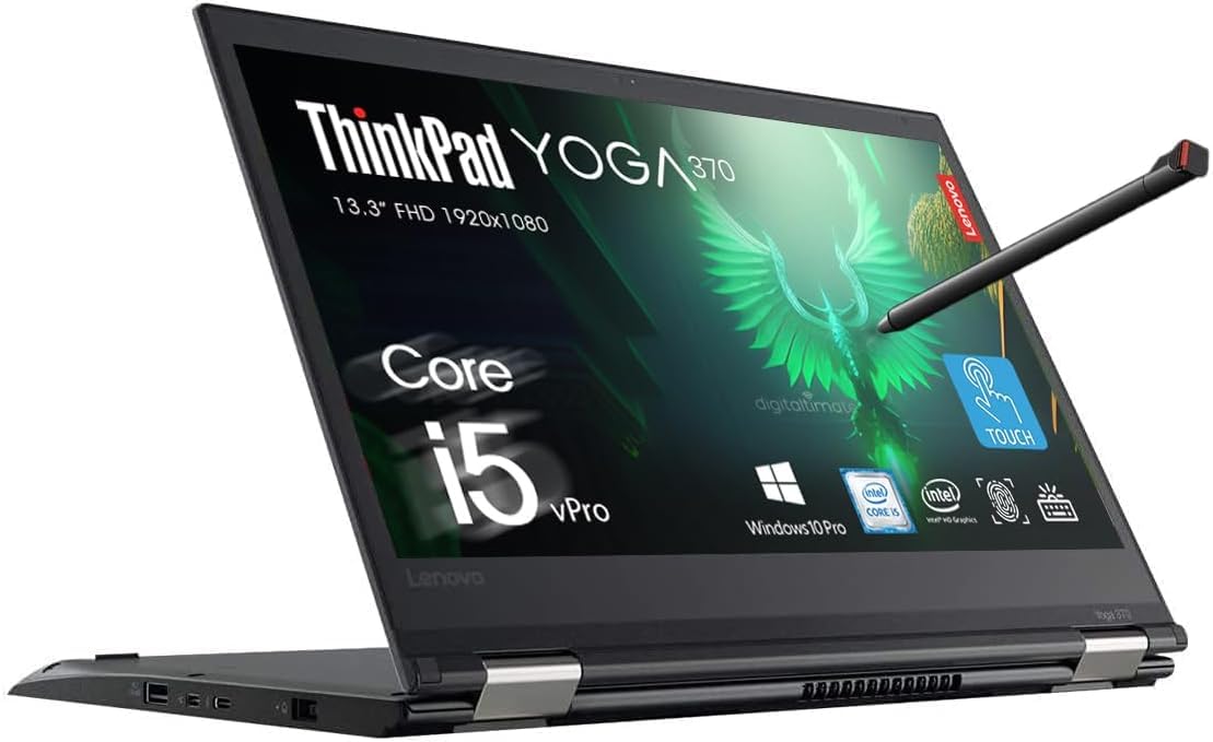 Refurbished Lenovo Thinkpad Yoga X370 Laptop i5 7th 8GB 256GB SSD 13.3 Inch x360 Touchscreen Display Windows 11 laptop with Lenovo Digital Stylus.