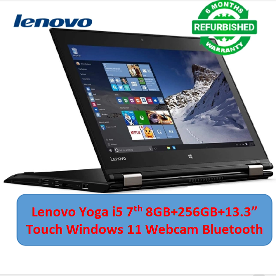 Refurbished Lenovo Thinkpad Yoga X370 Laptop i5 7th 8GB 256GB SSD 13.3 Inch x360 Touchscreen Display Windows 11 laptop with Lenovo Digital Stylus.