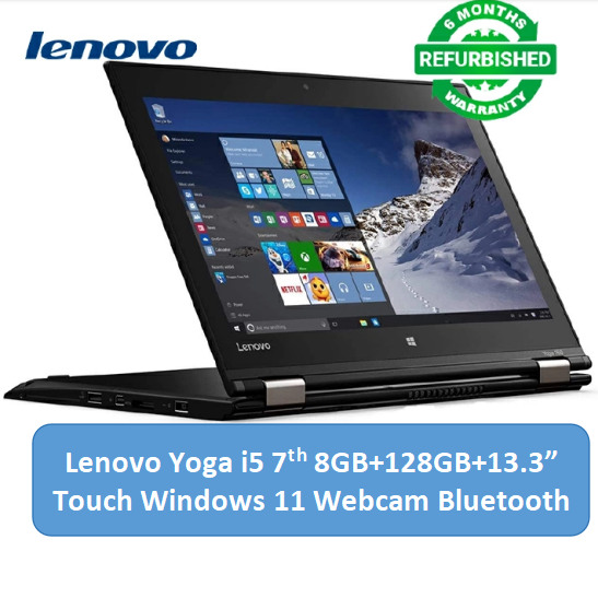 Refurbished Lenovo Thinkpad Yoga X370 X360 Laptop i5 7th 8GB 128GB SSD 13.3 Inch x360 Touchscreen Display Windows 11 laptop with Lenovo Digital Stylus.