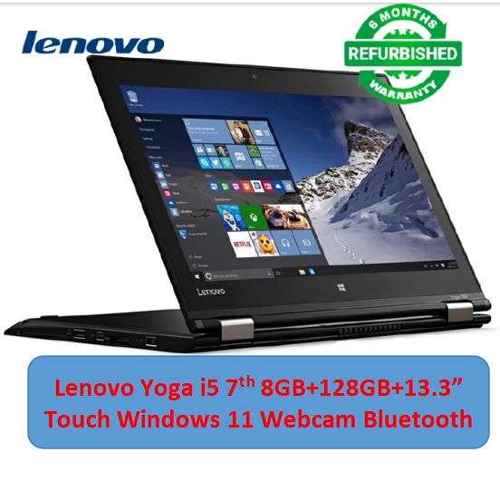 Refurbished Lenovo Thinkpad Yoga X370 X360 Laptop i5 7th 8GB 128GB SSD 13.3 Inch x360 Touchscreen Display Windows 11 laptop with Lenovo Digital Stylus.