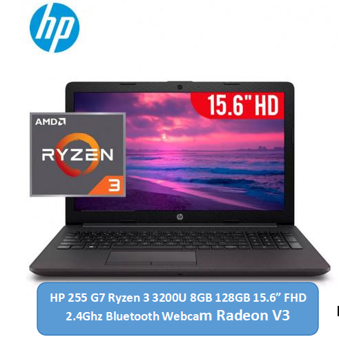 (Free Mouse) HP 255 G7 Ryzen 3 3200U Laptop 8GB 128GB 15.6" FHD Display 2.4Ghz Bluetooth Webcam AMD Radeon Vega 3 Graphics hp laptops.
