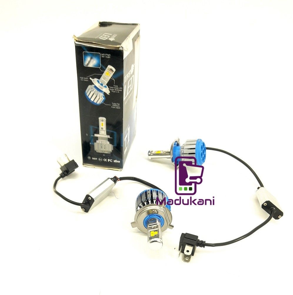 T1 H4 Turbo LED Headlight Bulb Pair with HI-LOW Full and Dim Functions