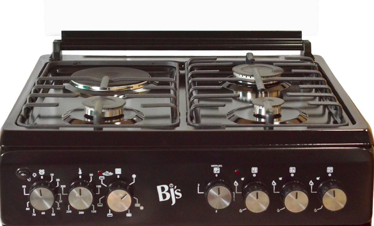 Bj's BLACK 60x60 3+1 Gas Cooker w/ Turbo Fan | Oven 60L Capacity