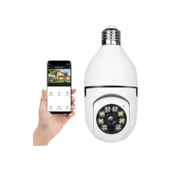 2MP Bulb Surveillance Camera Home CCTV Hidden Cameras Night Vision Full Color Automatic Human Tracking Zoom Indoor Security Monitor Wifi Camera