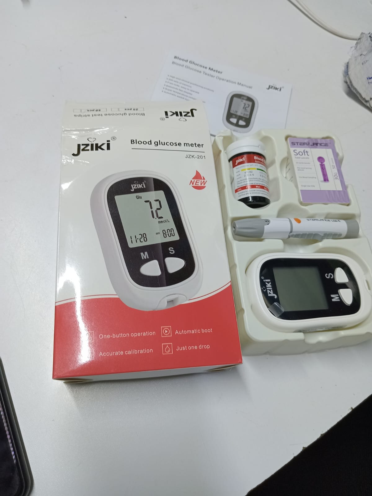 Jziki Smart Glucometer Exact Blood Glucose Meter Diabetes Home Blood Sugar Tester Kit with 50pcs Strips and 50 Lancets