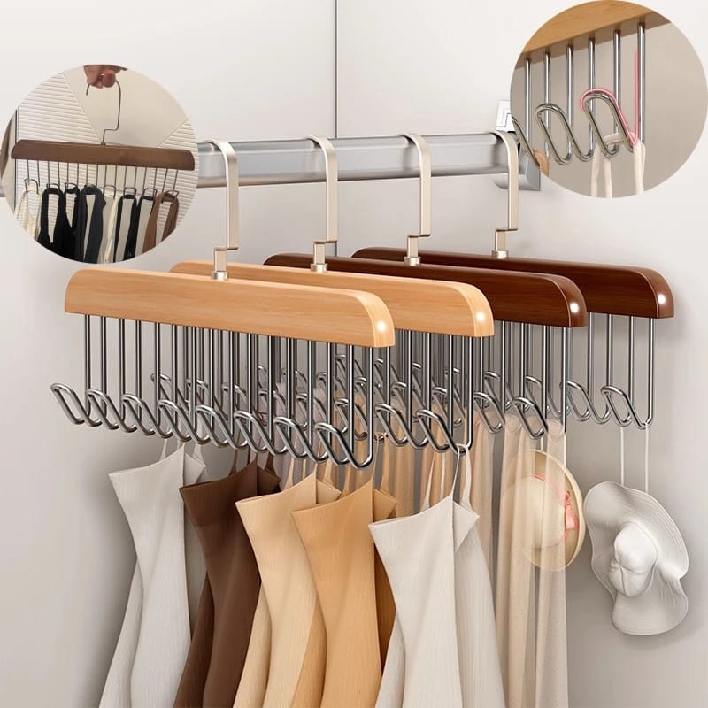 Multifunctional Bra Hanger Wooden Belt Hanger Women Sturdy & Durable Tie Belt Storage Case For Beanie Scarfs Bra Closet Supplies